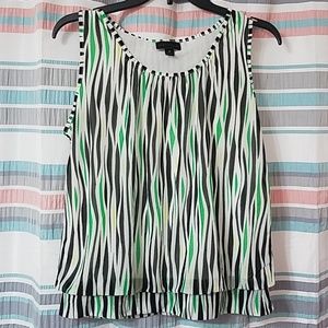 Sleeveless black/white/green
